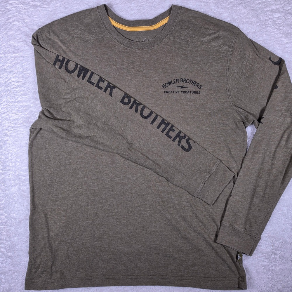 Howler Brothers Creative Creatures Mens L Green L/S Graphic Tee Logo Print